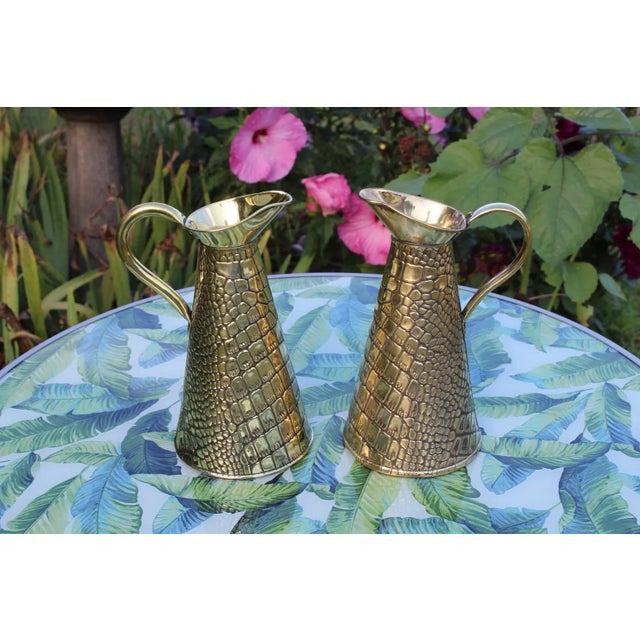 Metal Antique Sankey and Sons Brass Pitchers- a Pair For Sale - Image 7 of 13