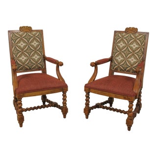 Pair Ralph Lauren Continental Style Throne Chairs For Sale