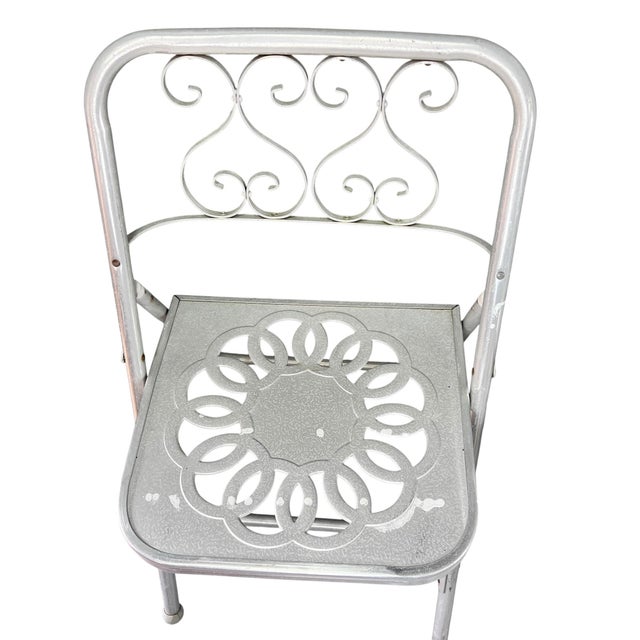 Vintage Aluminum Folding Metal Chairs - Set of 4 For Sale In New York - Image 6 of 11