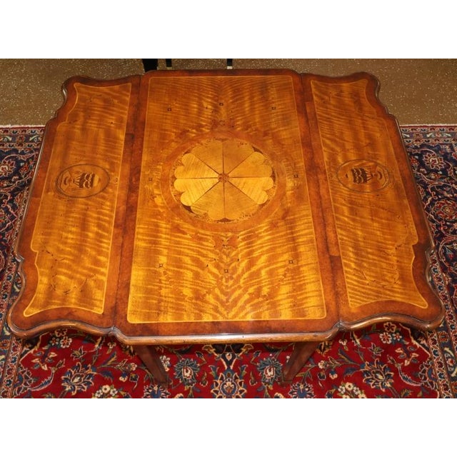 2000 - 2009 Theodore Alexander Replica Collection Sheraton Satinwood Inlaid Pembroke Table For Sale - Image 5 of 11