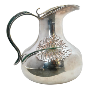 Los Castillo Silverplate Malachite Leaf Pitcher 1960s