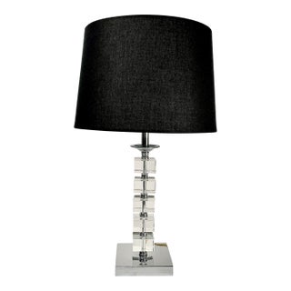 1970s Vintage Contemporary Modern Stacking Square Lucite Cubes Table Lamp For Sale