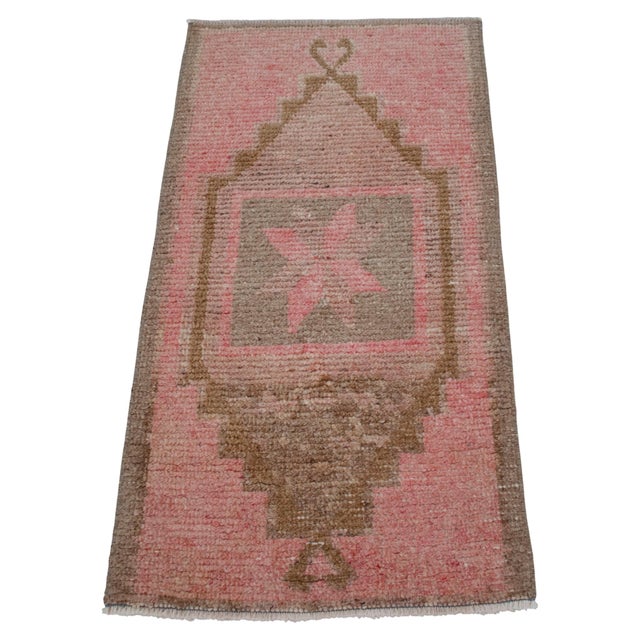 1970s 1970s Vintage Hand Knotted Small Rug Entry Decor Doormat For Sale - Image 5 of 14