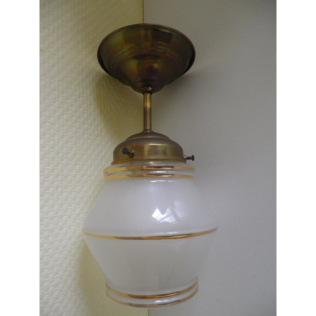 Pendant Light in Opaline Glass, Metal, and Brass, 1960s For Sale - Image 15 of 16