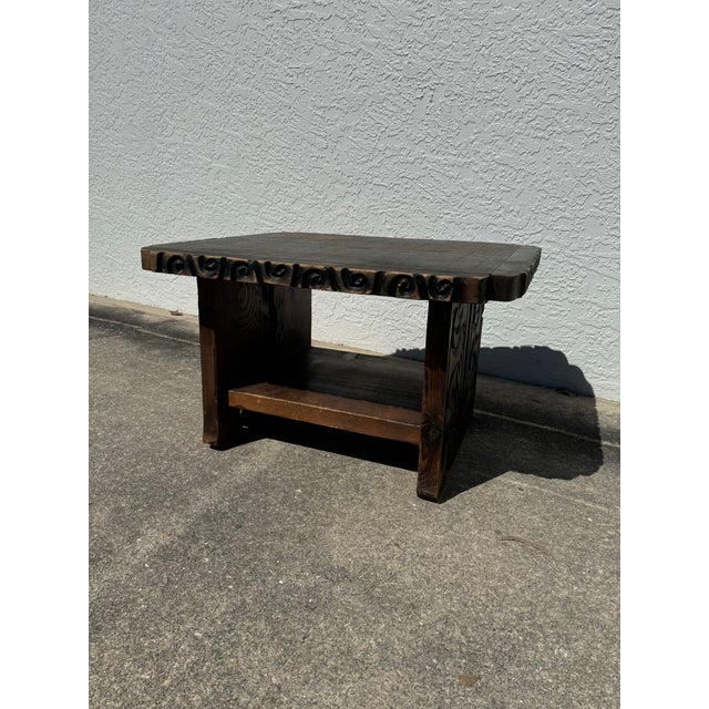 1960s Vintage Witco Tiki End Table | Mid-Century Modern Carved Cedar Accent Table | William Westenhaver Design For Sale In Naples, FL - Image 6 of 12
