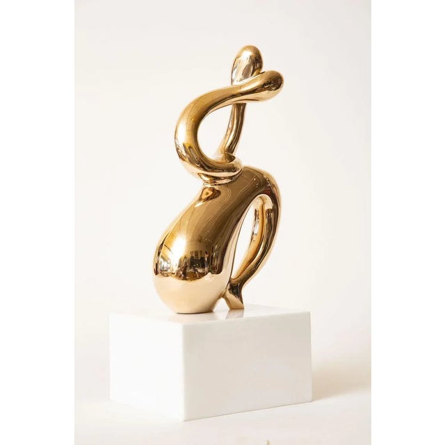 Vintage Bronze Intertwined Figurative Abstract Sculpture on White Marble Base, 1960's For Sale - Image 12 of 12