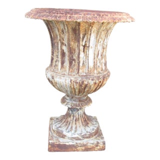Antique French Cast Iron Garden Urn For Sale