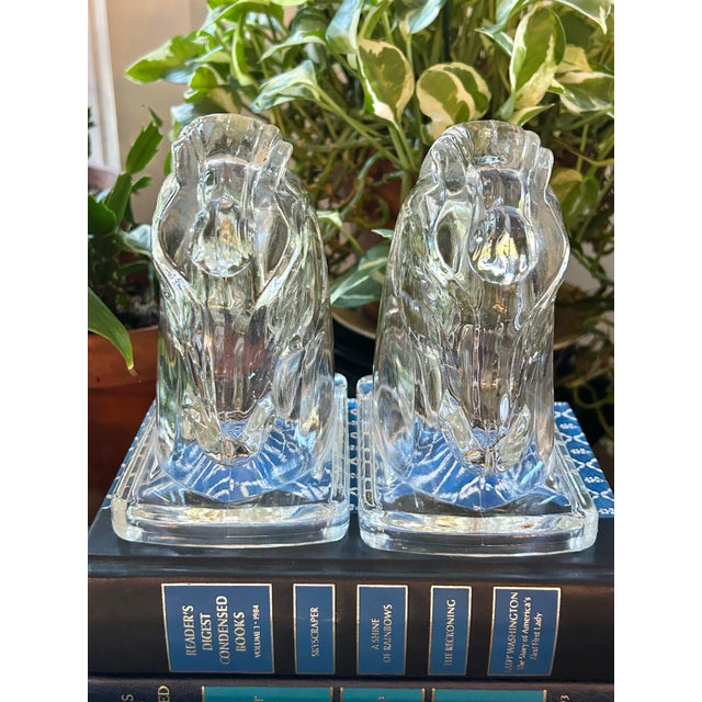 1950s Federal Glass Horse Head Equestrian Bookends - A Pair For Sale In New Orleans - Image 6 of 11