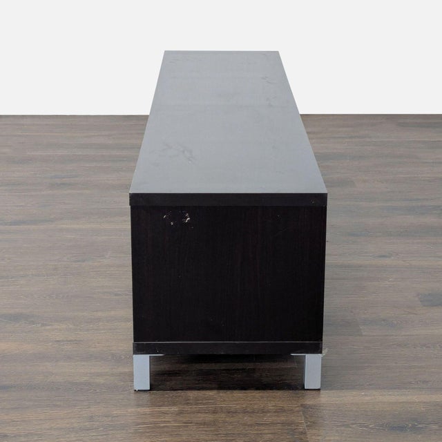 Wood Media Console With Glass Sliding Door For Sale - Image 7 of 10