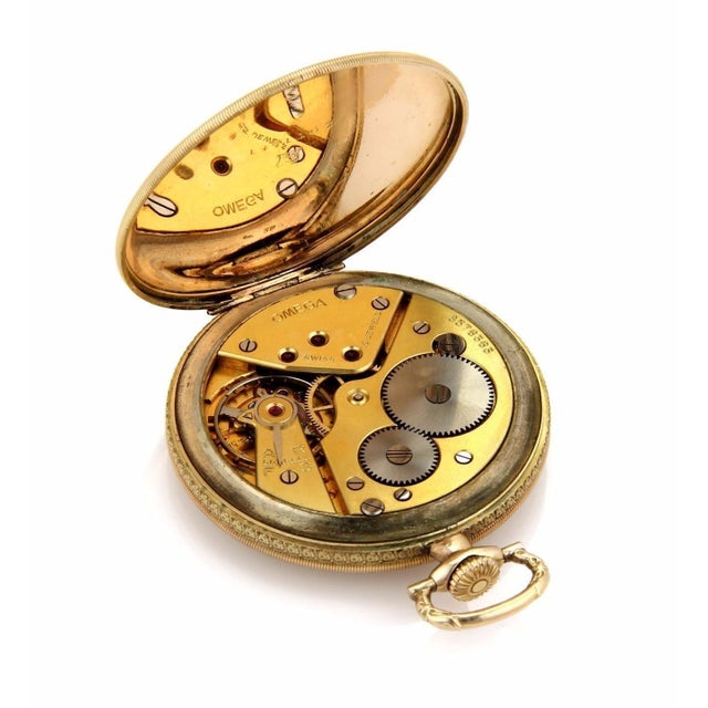 Late 20th Century Omega 14k Gold 15 Jewels Hand Wind Pocket Watch For Sale - Image 5 of 6