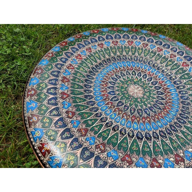 Vintage Hand Painted Copper Tray For Sale - Image 10 of 11