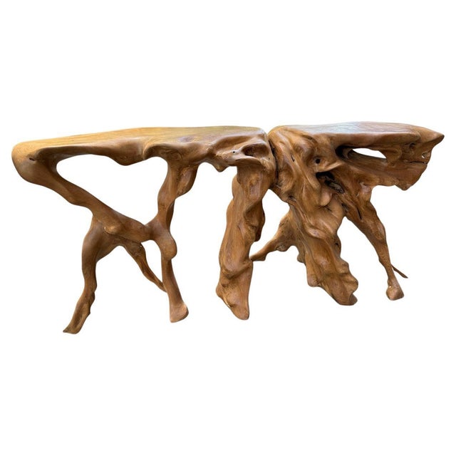 2010s Andrianna Shamaris Monumental Sculptural Teak Root Console Table For Sale - Image 5 of 18
