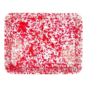 Crow Canyon Home Splatterware, Small Rectangle Tray in Red & White