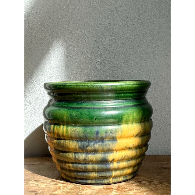 Green Vintage Boho Mixed Glaze Vase For Sale - Image 8 of 8