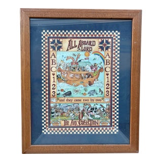 Vintage Framed Farmhouse, Folk Art of the Noah’s Ark For Sale