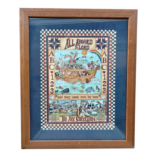 Vintage Framed Farmhouse, Folk Art of the Noah’s Ark For Sale