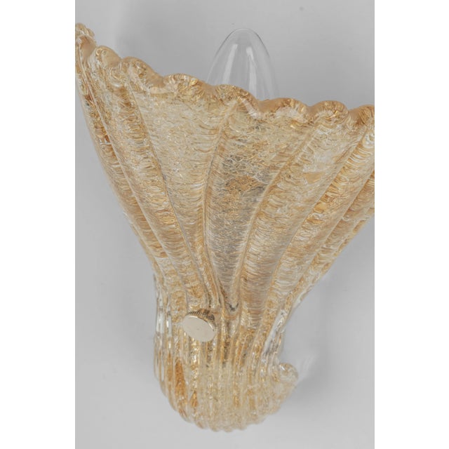 Murano Ice Glass Brass Sconces attributed to Hillebrand, Germany, 1970s, Set of 2 For Sale - Image 4 of 10