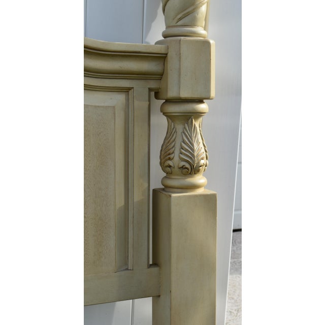 Vintage Wood King Headboard Venetian Poster Carved Cream Off White Provincial For Sale - Image 13 of 13