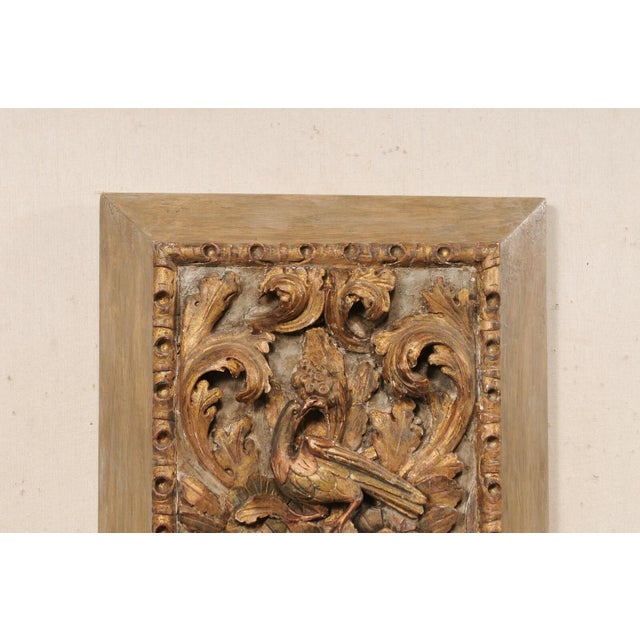 Sand French Floral & Bird Carved Plaque, 19th Century For Sale - Image 8 of 9