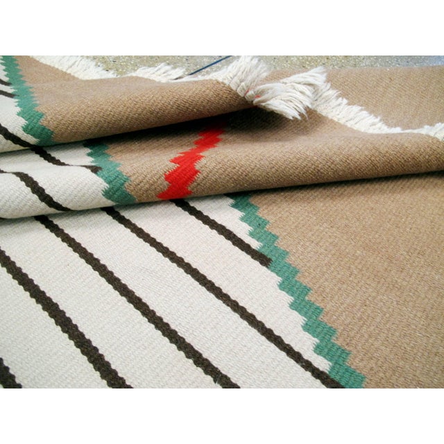 Taupe Galerie Shabab Collection Mid-20th Century Czech Kilim Flat-Weave For Sale - Image 8 of 8