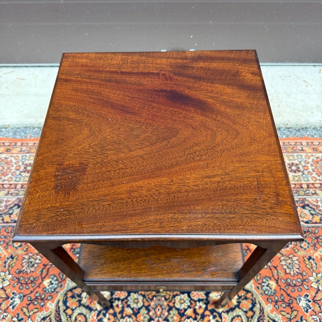 English Vintage Saybolt Cleland English Traditional Mahogany Tiered Nightstand With Drawer For Sale - Image 3 of 18