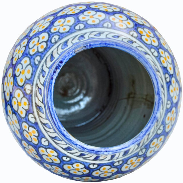 Ceramic Early 20th Century Handmade Blue & Orange-Patterned Andalusian Ceramic Vase For Sale - Image 7 of 10
