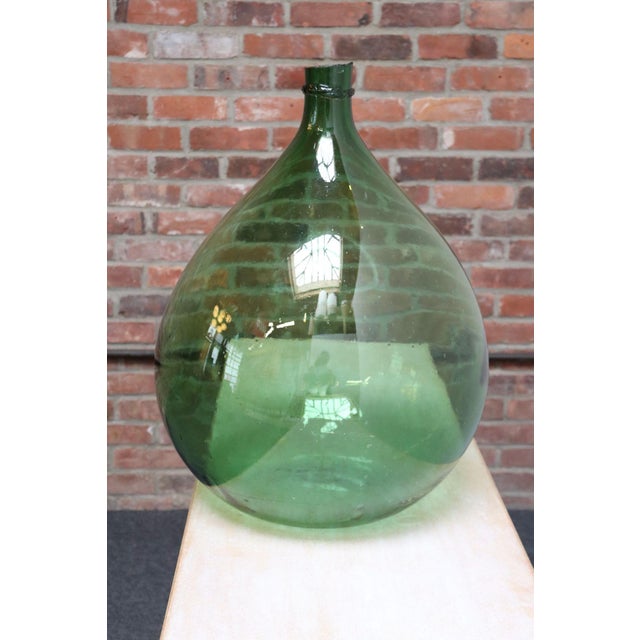 Early 20th Century Vintage Italian Emerald Green Blown Glass Teardrop-Form Demijohn Carboy For Sale - Image 5 of 18