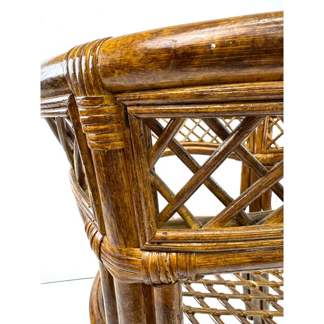 Vintage Coastal Rattan and Glass Top Side Table in the Style of McGuire For Sale In Little Rock - Image 6 of 10
