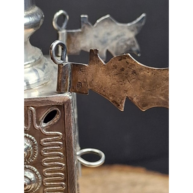 Vintage Israeli 925 Sterling Silver Havdalah Besamim Spice Tower & Bells 141 G For Sale - Image 11 of 18