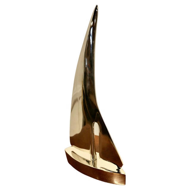 French Chrome Desktop Model Yacht, 1960s For Sale