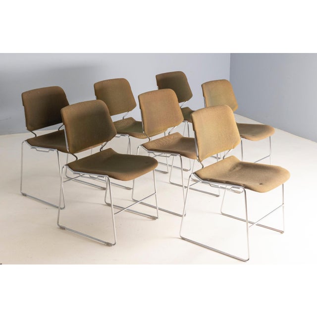 Metal Matrix Stacking Chairs from Thomas Tolleson, USA, 1970s, Set of 7 For Sale - Image 7 of 8