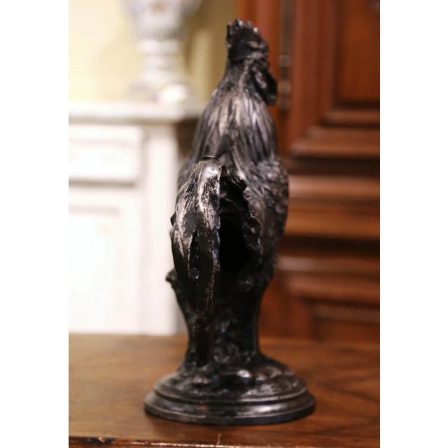 Black Early 20th Century French Polished Iron Rooster Figure For Sale - Image 8 of 11