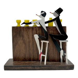 1930s Sudre Art Deco Cocktail Garnish Hors d'Oeuvres Set Unsigned Couple at Bar- 7 Pieces