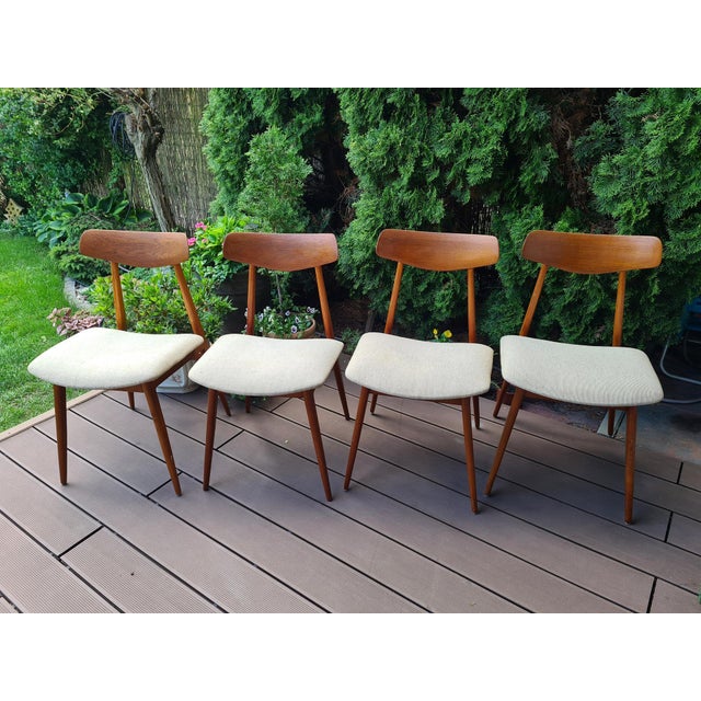 A unique set of four original habeo modell chairs, manufactured in germany in the 1950s and 1960s. This is a perfect...