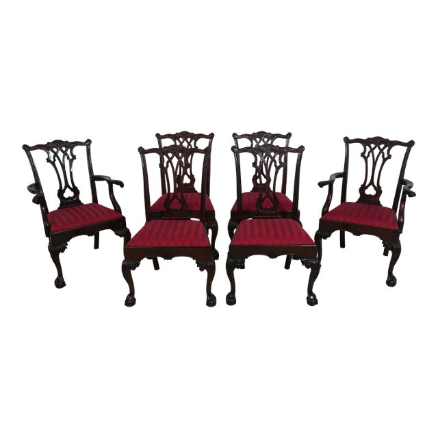 Set of 6 Stickley Chippendale Ball & Claw Mahogany Dining Chairs For Sale