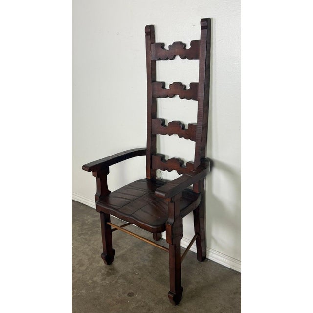 Set of 8 Spanish Colonial Revival Carved Wood Dining Chairs, Mid-20th Century For Sale - Image 10 of 17