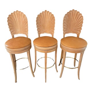 Vintage Italian Shell Grotto Swivel Barstools - Set of Three For Sale