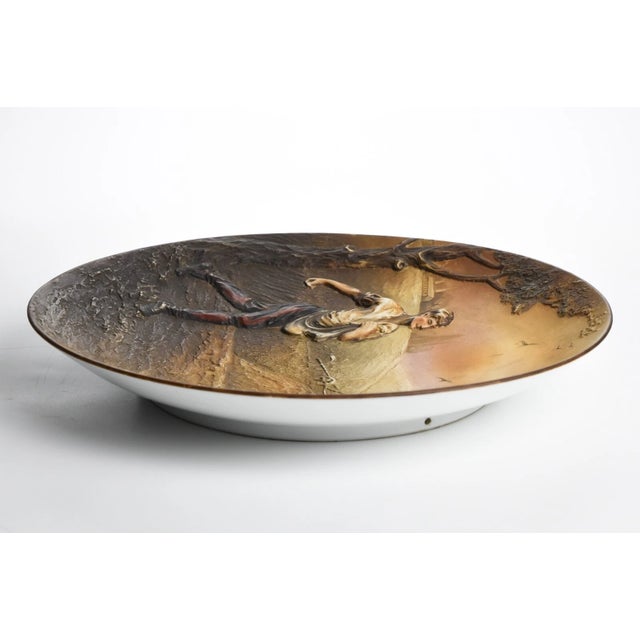 Traditional Early 20th Century Rare Nippon Relief Molded Johnny Appleseed Charger Wall Plaque For Sale - Image 3 of 8