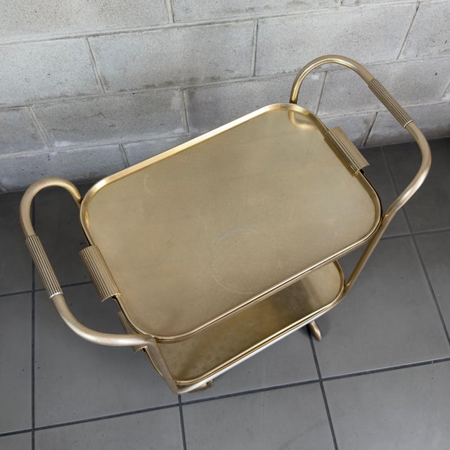 Metal Vintage Aluminum Bar Cart from C.P. Torino, 1970s For Sale - Image 7 of 12