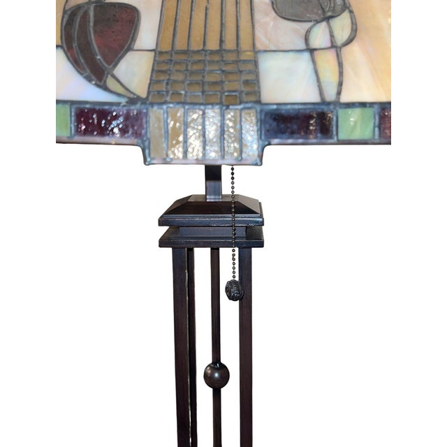 Late 20th Century Pair Arts & Crafts Style Metal & Glass Table Lamps. u.s.a. Late 20th Century. For Sale - Image 5 of 11
