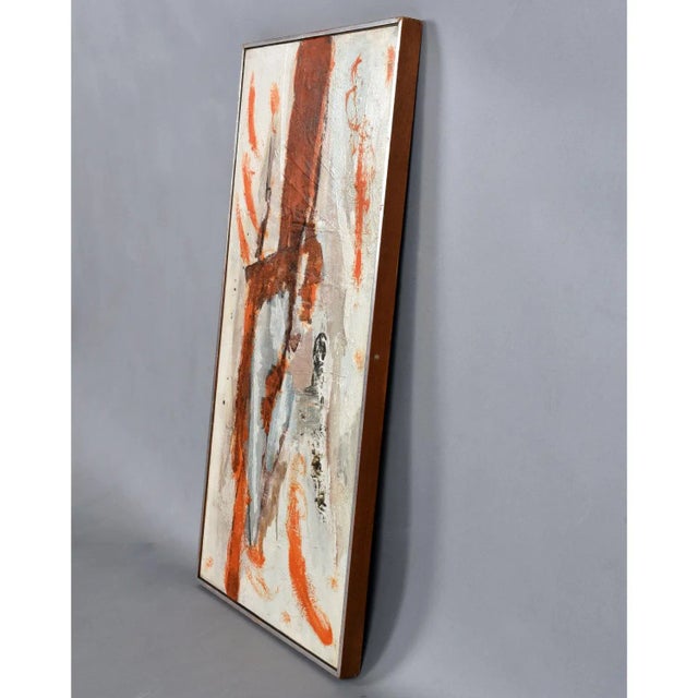 Orange and White Abstract Expressionist Painting From Asheville Antique Tobacco Barn For Sale - Image 4 of 10