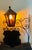 Metal Heavy Antique Oudoor Wall Mounted Light Fixture With Glass Panels and Sign For Sale - Image 7 of 8