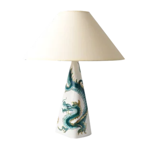 Mid-Century Green Dragon Porcelain Table Lamp from Alka Kunst, 1960s