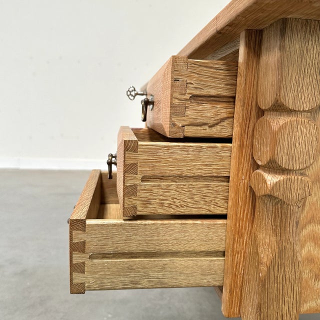 Wood Freestanding Oak Desk by Henning Kjærnulf, 1960s For Sale - Image 7 of 12