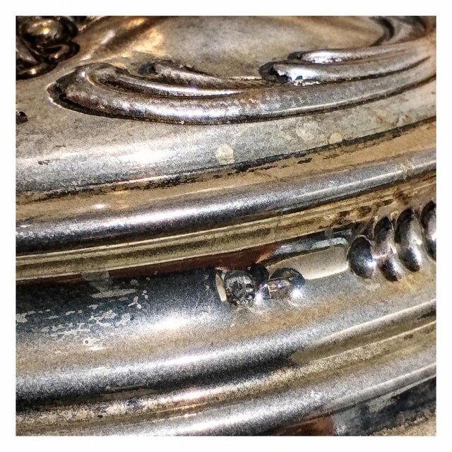 Orange 19th Century Glass and Silver Stemmed Goblet For Sale - Image 8 of 9