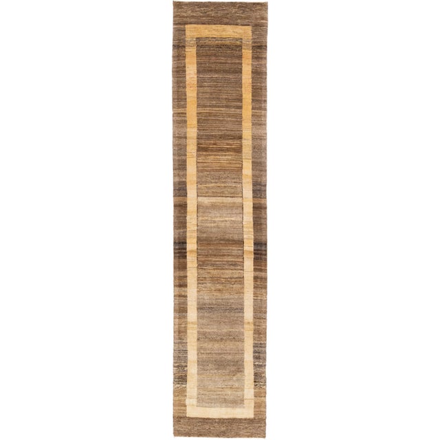 Modern Persian Shouli Gabbeh Handmade Geometric Wool Runner For Sale - Image 10 of 10