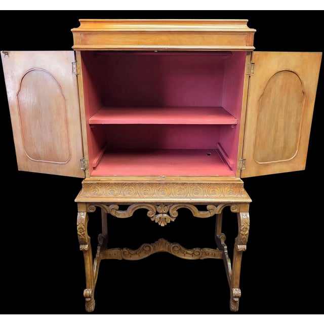 Italian Rococo Revival Carved Cabinet-on-Stand With Antiqued Gilt and Polychrome Decoration, Mid-20th Century For Sale - Image 4 of 18