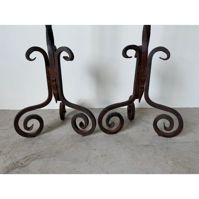 Vintage Jan Barboges Hand-Forged Iron Floor Candle Holders – Pair For Sale - Image 9 of 12