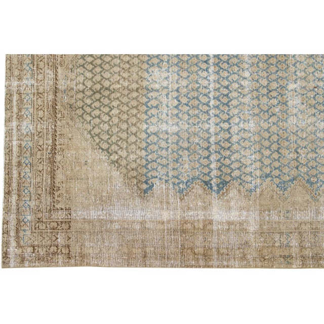 Blue Antique Persian Malayer Handmade Allover Pattern Wool Rug For Sale - Image 4 of 7