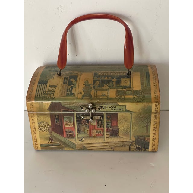 1950s Vintage Billie Rose Palm Beach Box Bag Antique Gallery Handmade For Sale - Image 5 of 8